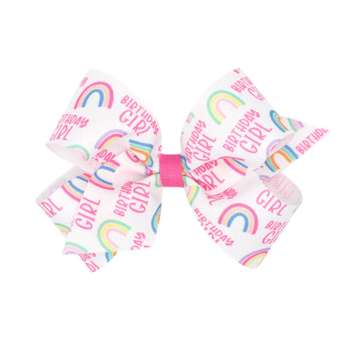 Medium Birthday Girl Rainbow Bow