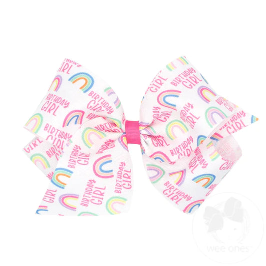 King Birthday Girl Rainbow Bow