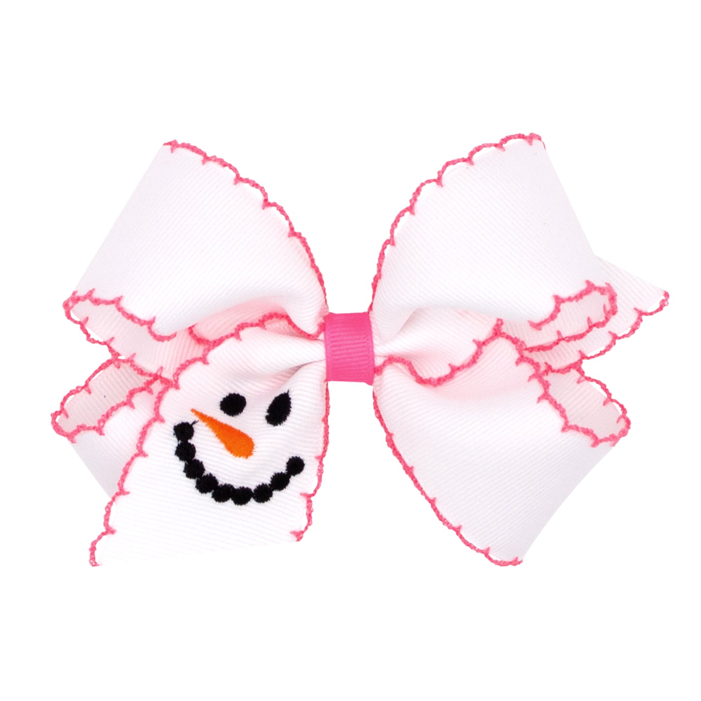 MEDIUM SNOWMAN EMBROIDERED MOONSTITCH BOW