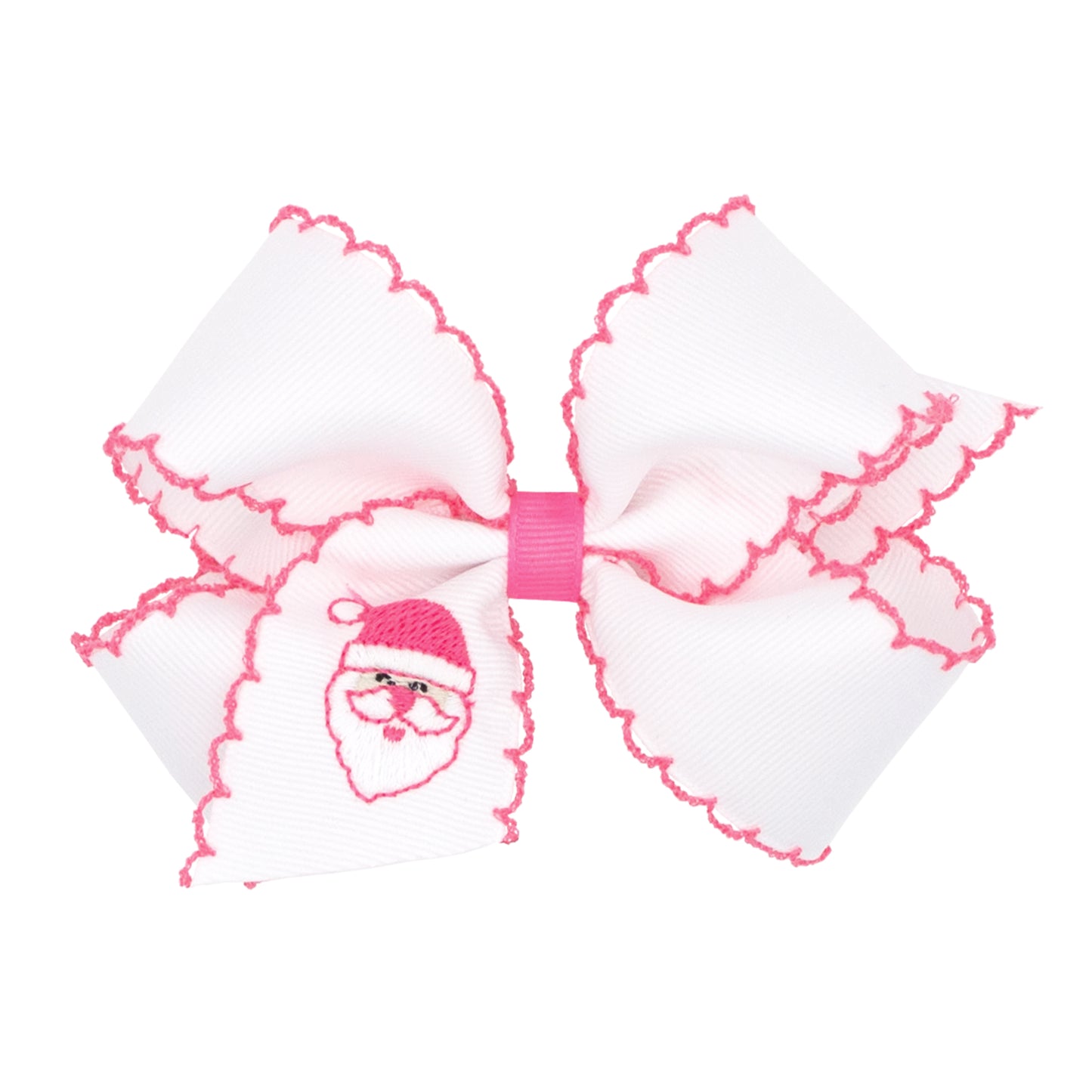 MEDIUM SANTA PINK EMBROIDERED MOONSTITCH BOW