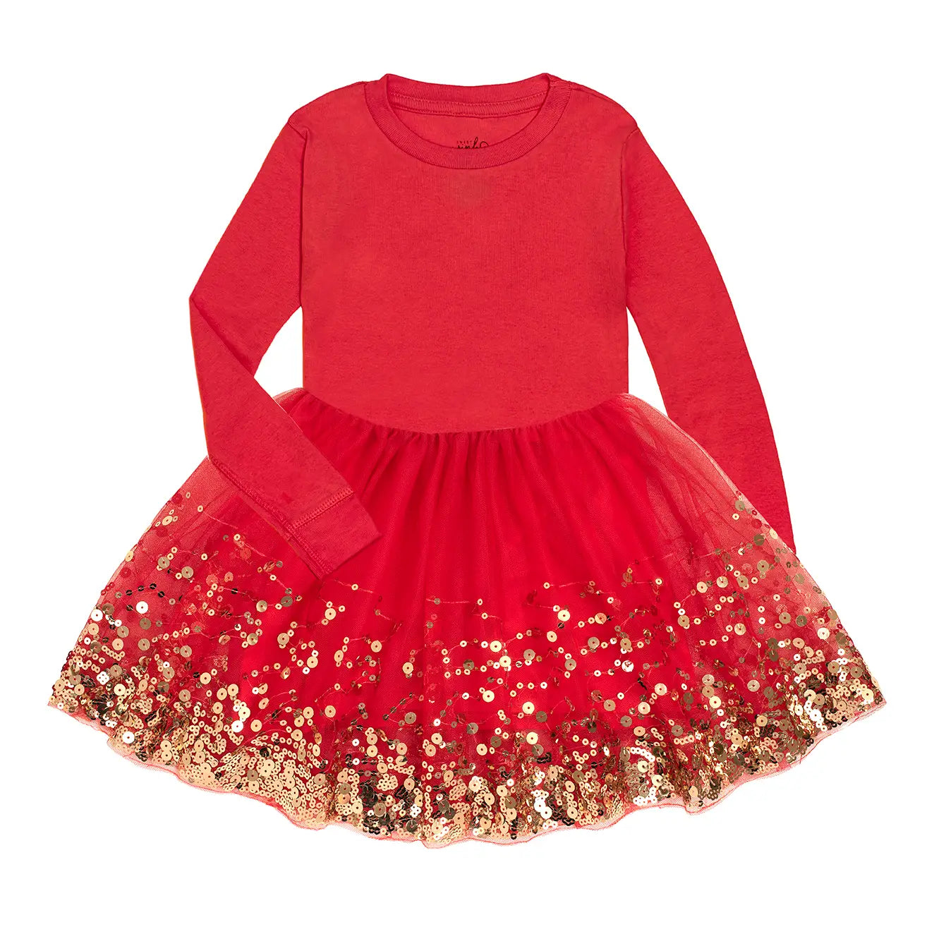 Red Sequin Tutu Dress - Long Sleeve