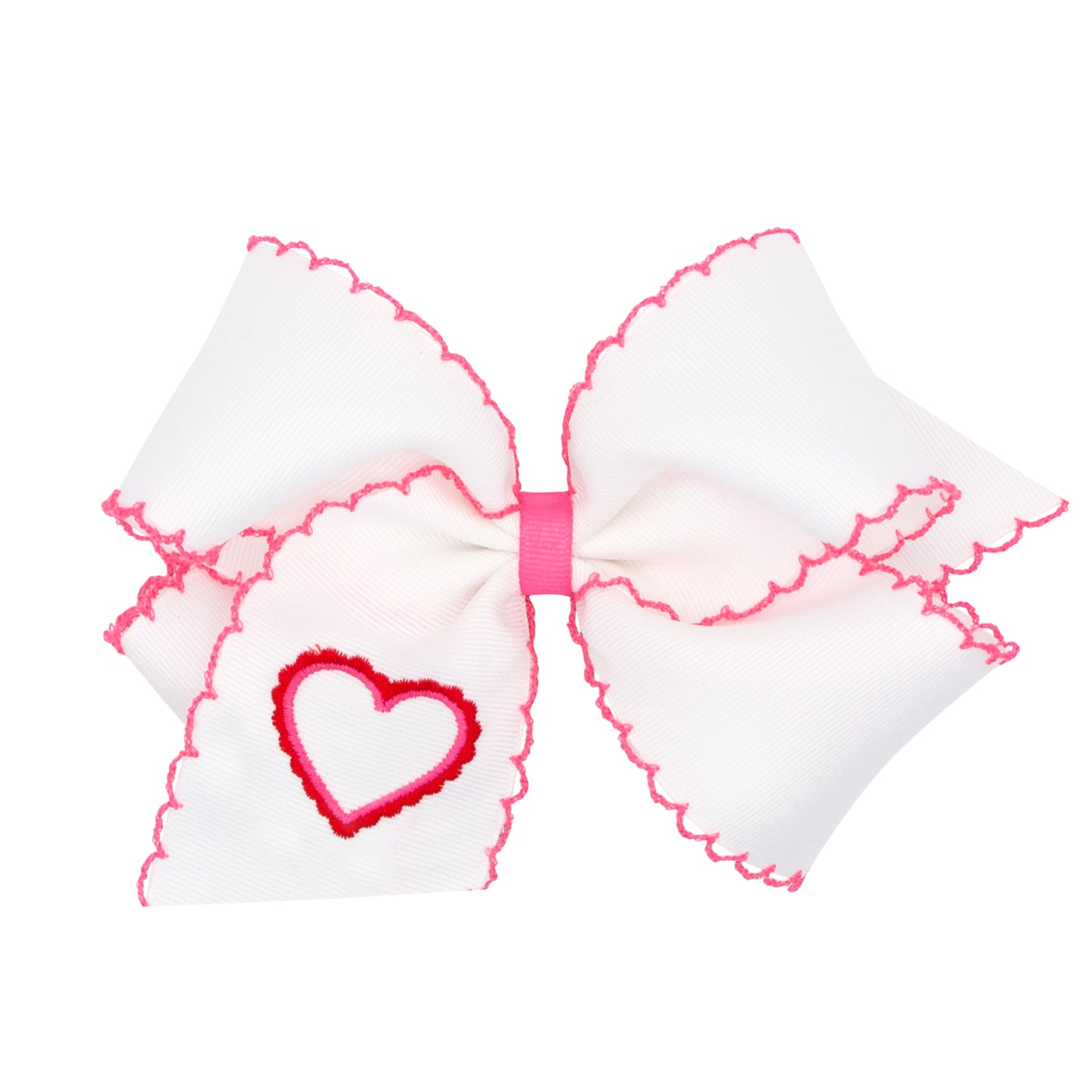 King Moonstitch Embroidered Heart Bow - White