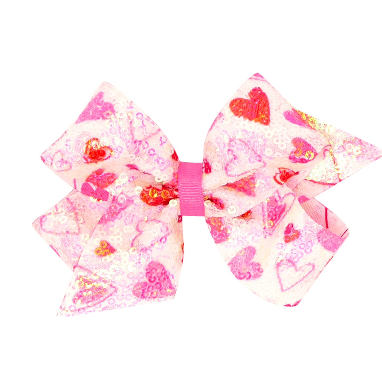 Medium White Sequined Heart Bow