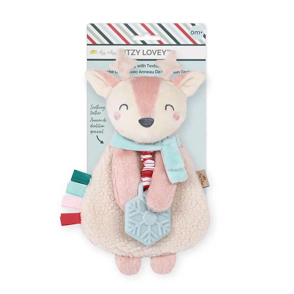 Holiday Pink Reindeer Itzy Lovey™ Plush + Teether Toy