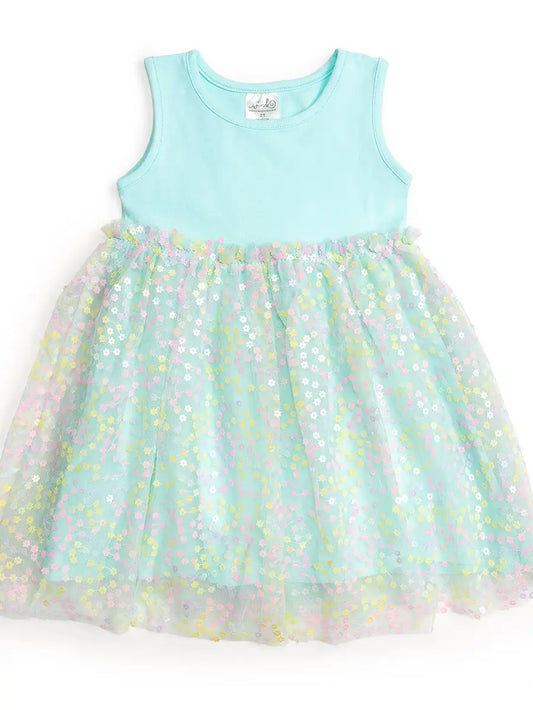 Robin's Egg Blue Confetti Flower Dress