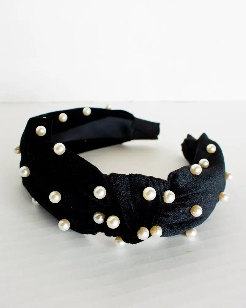 Hillary Pearl Headband - Black