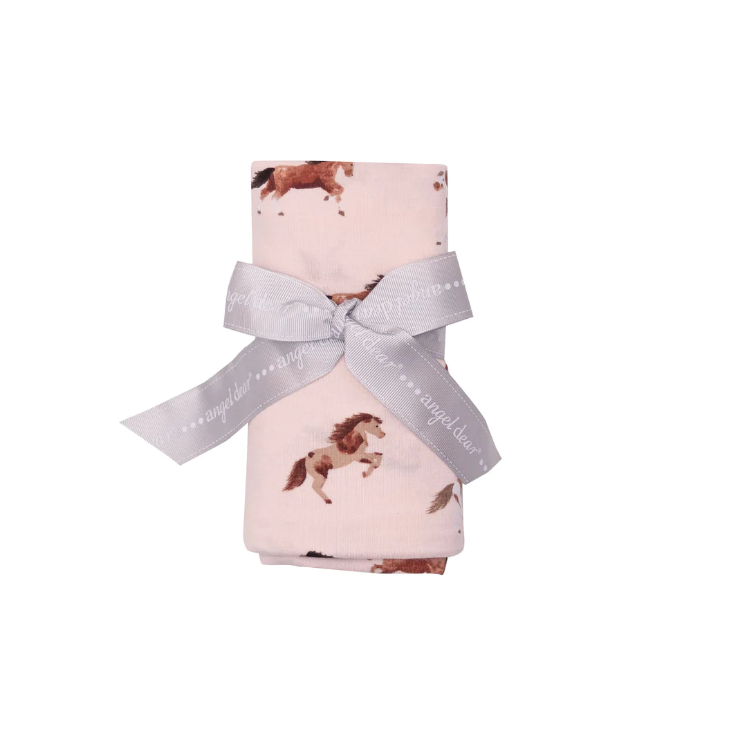 Swaddle Blanket - Pink Horses