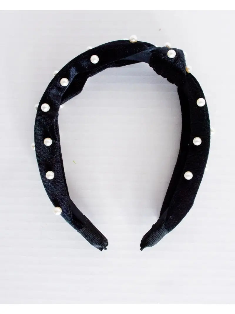 Hillary Pearl Headband - Black