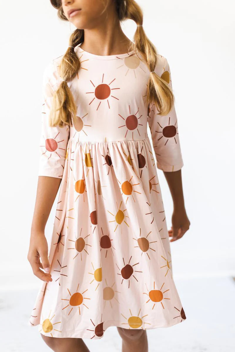 TWIRL DRESS - GOLDEN HOUR - 3/4 SLEEVE