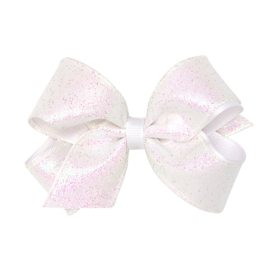 MEDIUM PARTY TIME GLITTER BOW - WHITE