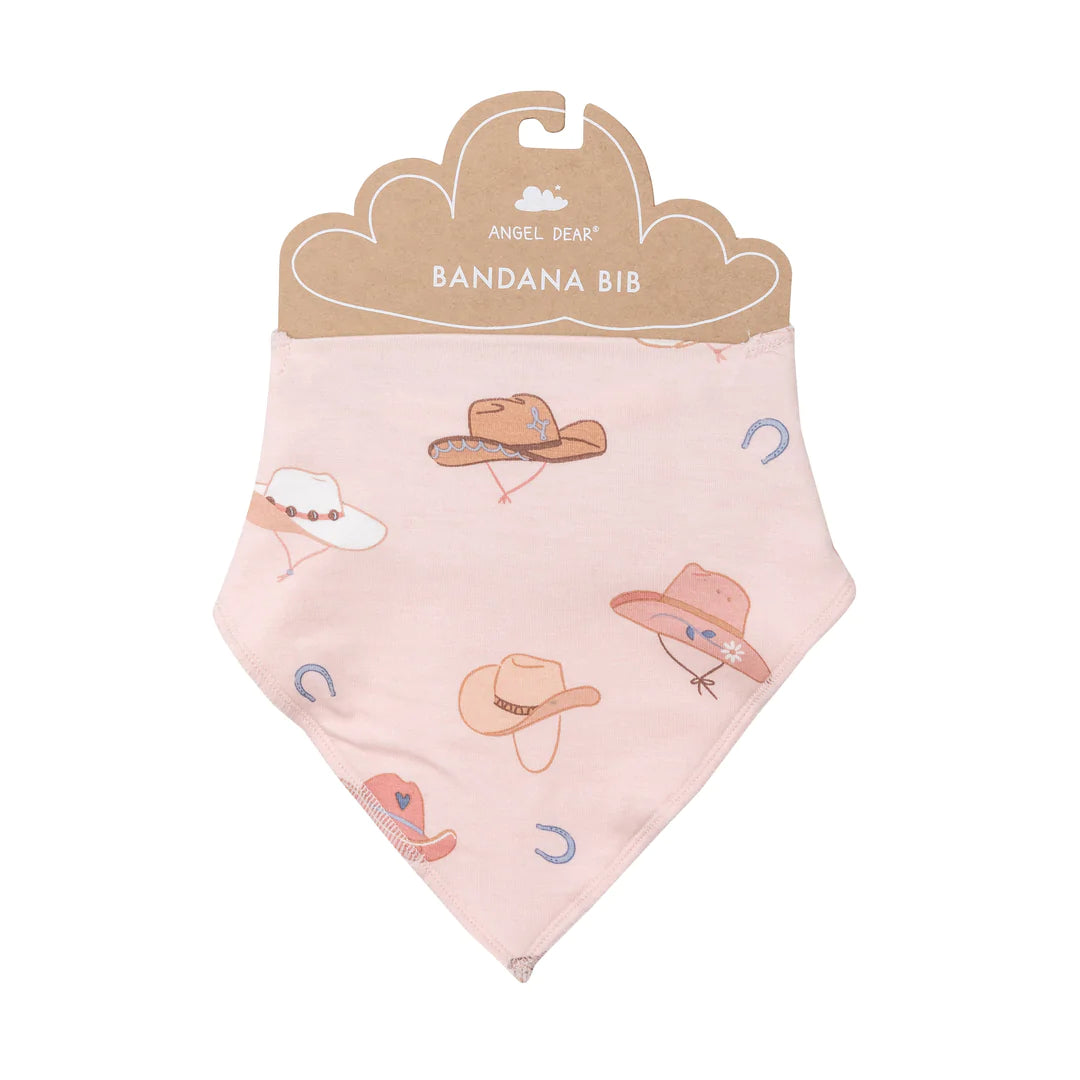 Bandana Bib - Cowboy Hats Pink