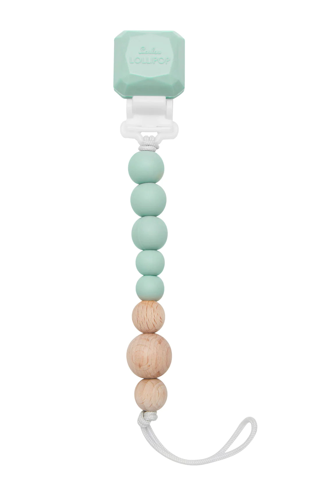 Colour Pop Silicone & Wood Pacifier Clip - Mint