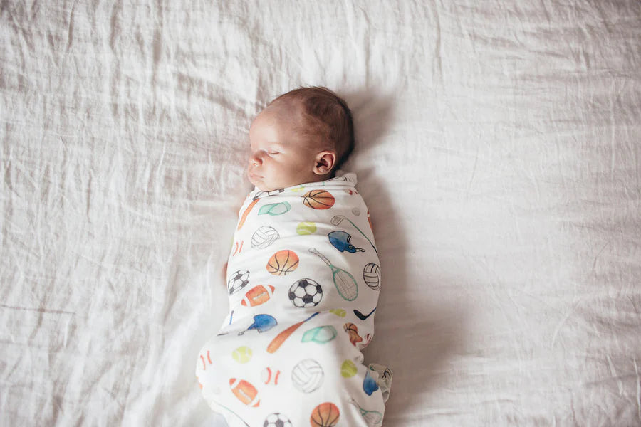 KNIT SWADDLE BLANKET - VARSITY