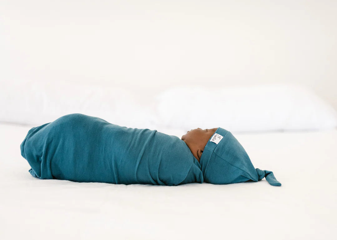 KNIT SWADDLE BLANKET - STEEL