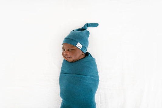 KNIT SWADDLE BLANKET - STEEL