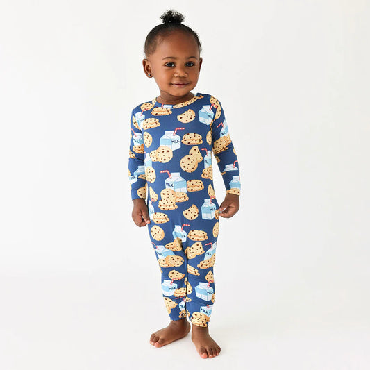 Long Sleeve Romper - Milk and Cookies
