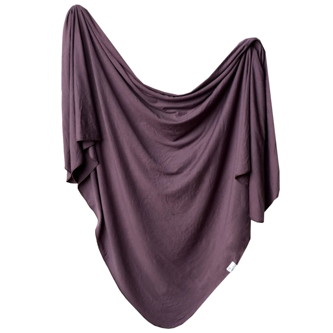 KNIT SWADDLE BLANKET - PLUM