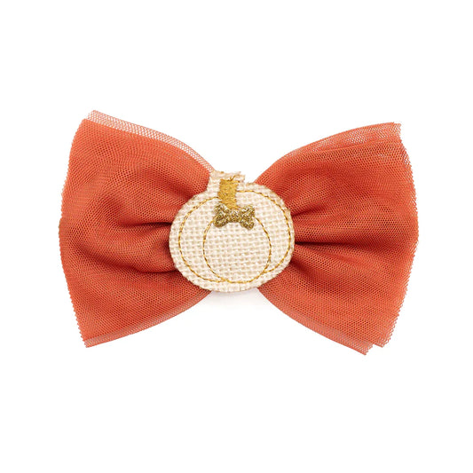 BOW CLIP - PUMPKIN TULLE