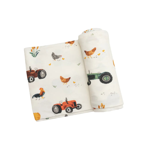 BAMBOO SWADDLE BLANKET - TRACTORS