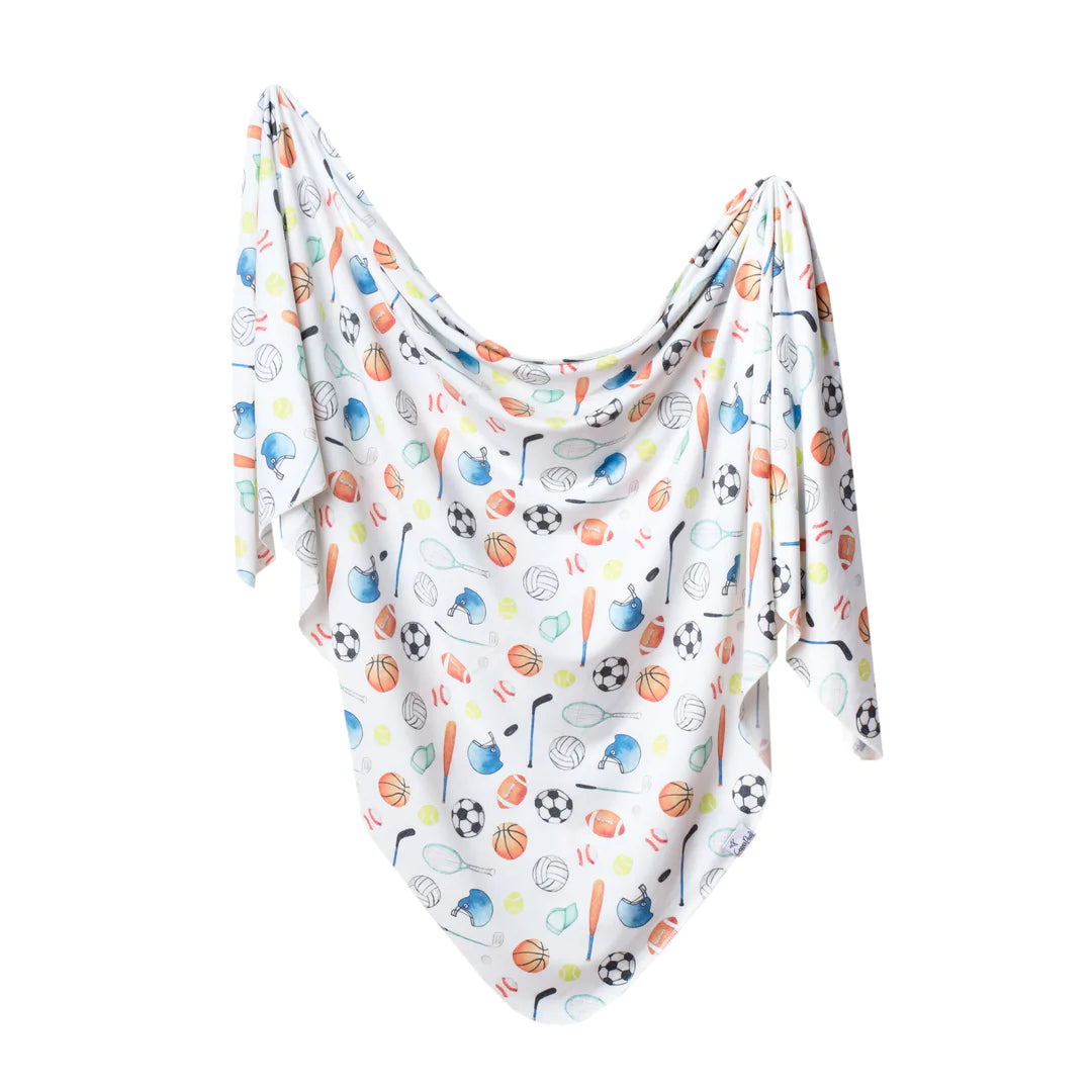 KNIT SWADDLE BLANKET - VARSITY