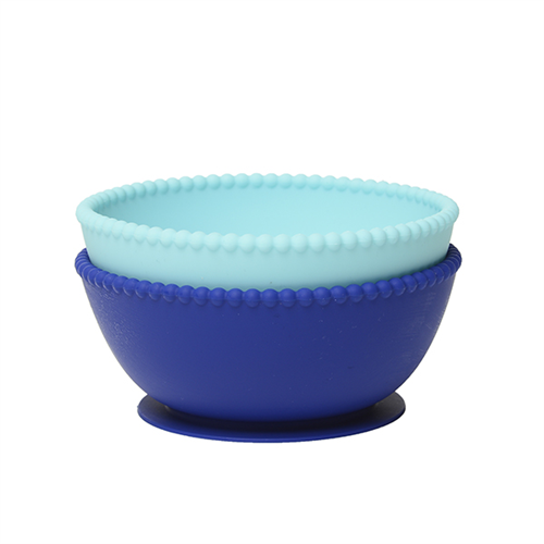 Silicone Suction Bowls (2 pack) - turquoise/cobalt