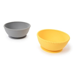 Silicone Suction Bowls (2 pack) - grey/yellow