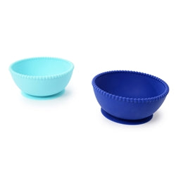 Silicone Suction Bowls (2 pack) - turquoise/cobalt