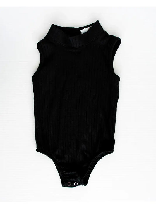 Kenli High Neck Ribbed Leotard - Black