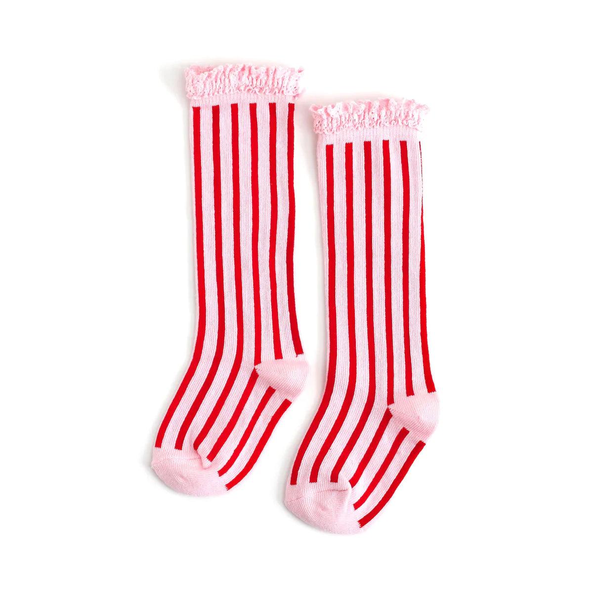 Candy Stripe Lace Top Knee High Socks