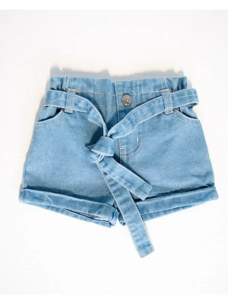 Quinn Tie-Waist Denim Shorts - Blue Jean