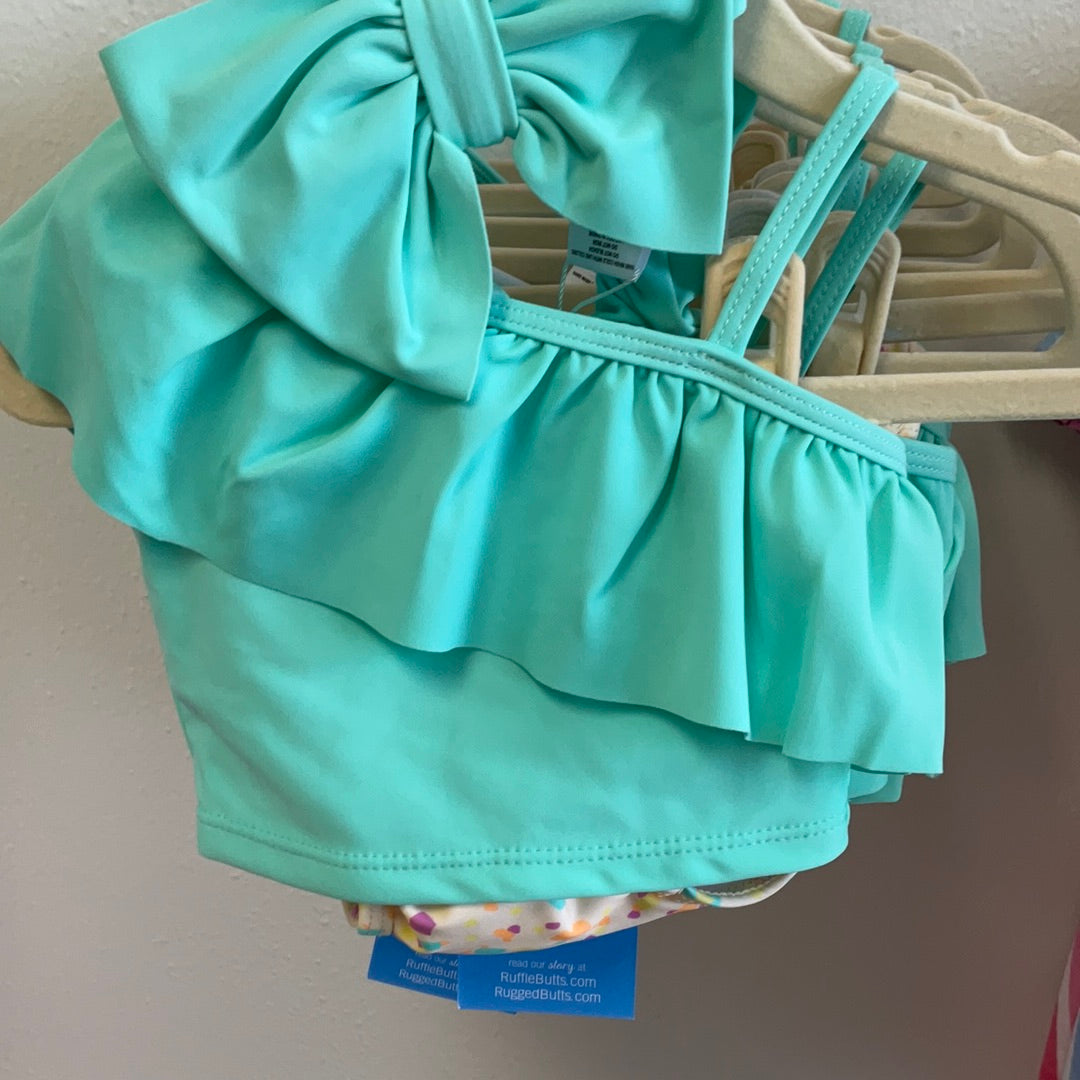 SWIM - CONFETTI BEACH ISLAND BLUE RUFFLE TANKINI