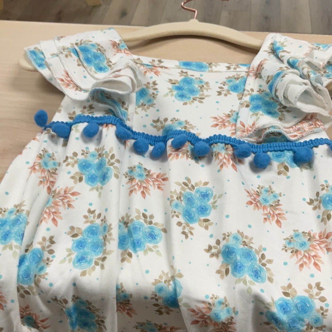 SPRING BLUE VIOLET RUFFLE ROMPER