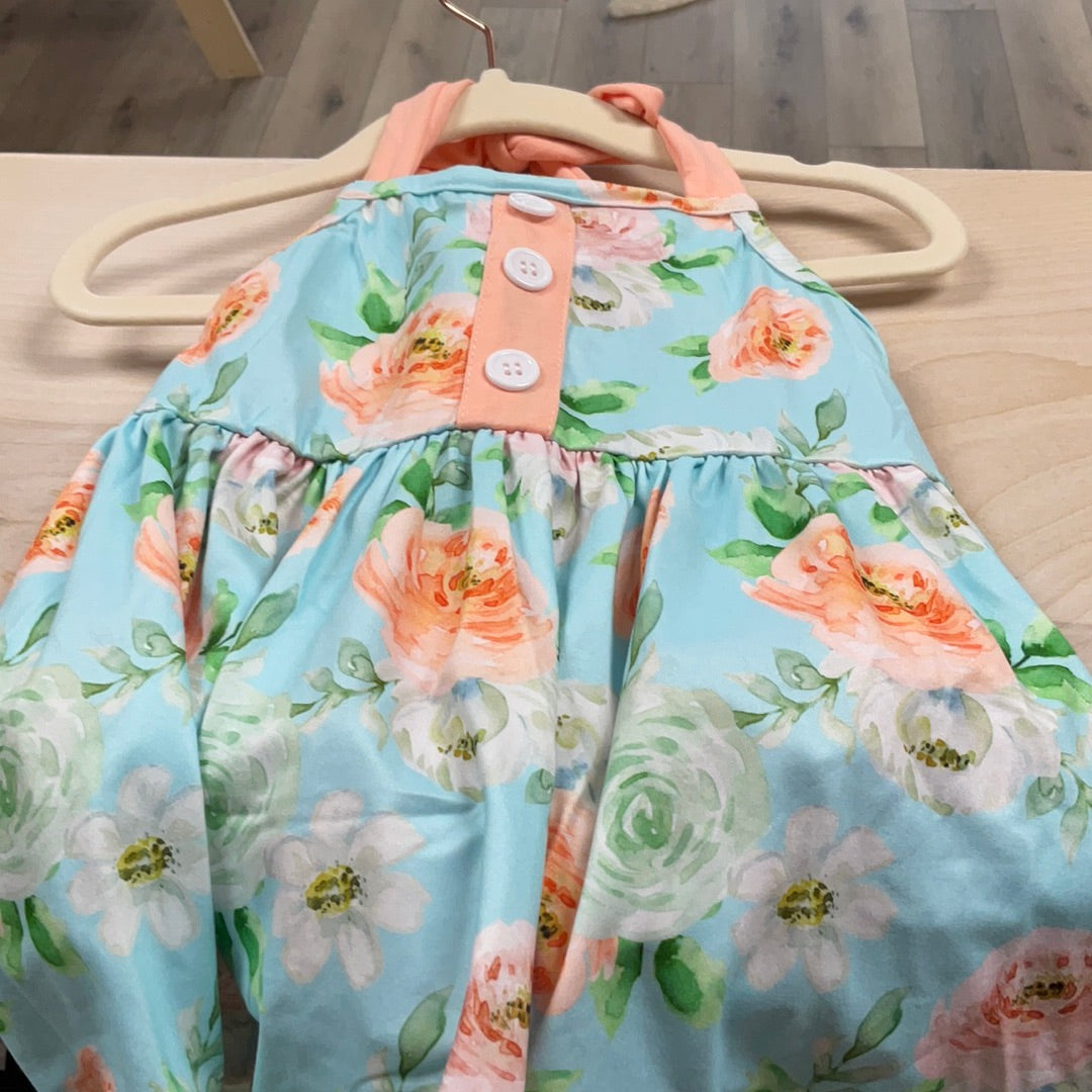 CORAL ROSE HALTER TOP & RUFFLE SHORTS