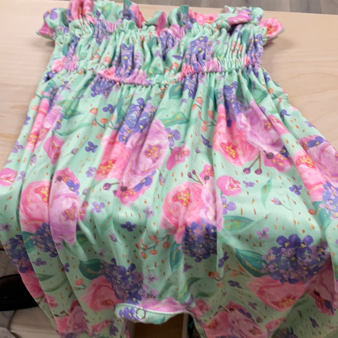PURPLE & MINT FLORAL TANK ROMPER