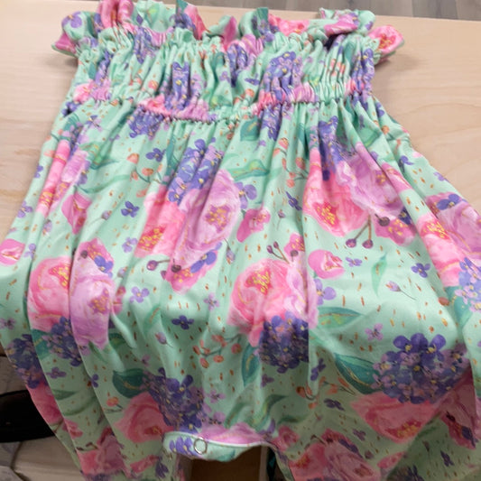 PURPLE & MINT FLORAL TANK ROMPER