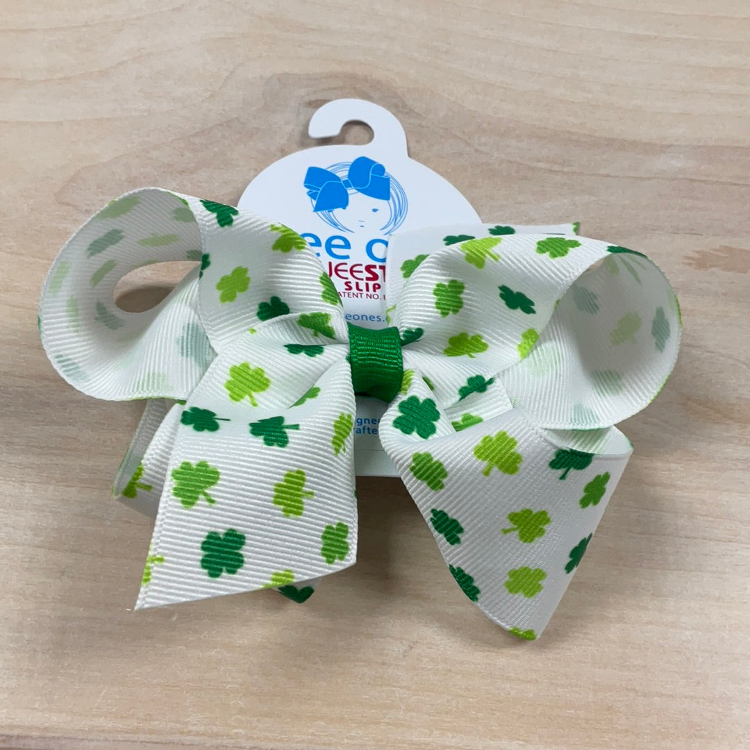 MED GROSGRAIN - green/white shamrock
