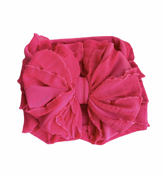 RUFFLED HEADBAND - NEON PINK