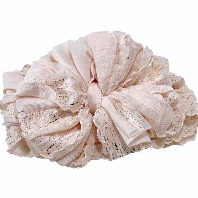 RUFFLED HEADBAND - BLUSH GOLD SHIMMER
