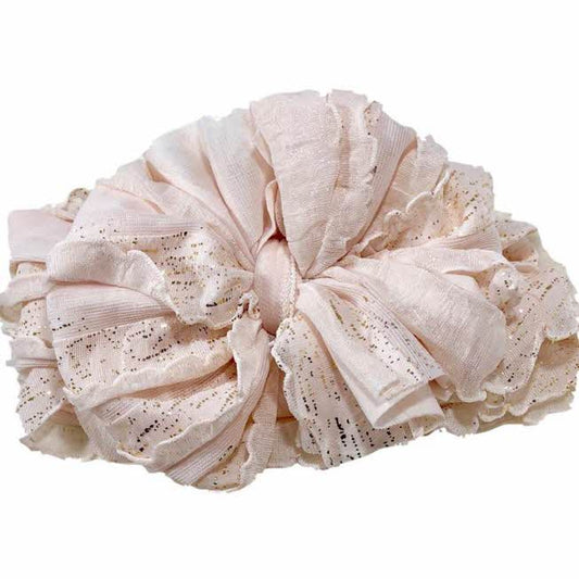 RUFFLED HEADBAND - BLUSH GOLD SHIMMER