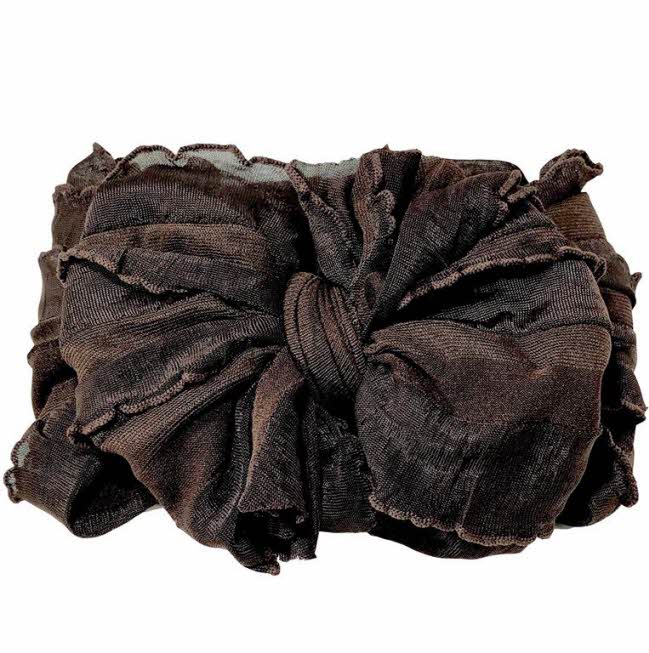 RUFFLED HEADBAND - BROWN