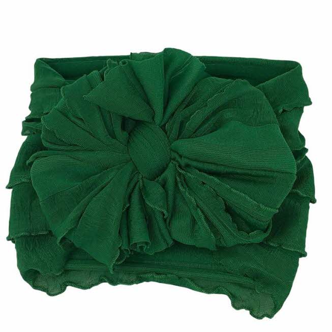 RUFFLED HEADBAND - CHRISTMAS GREEN