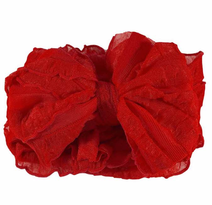 RUFFLED HEADBAND - BRIGHT RED