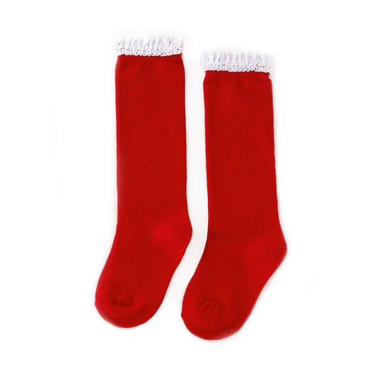 Santa Baby Lace Top Knee High Socks