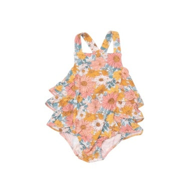 Ruffle Sunsuit - Groovy Garden